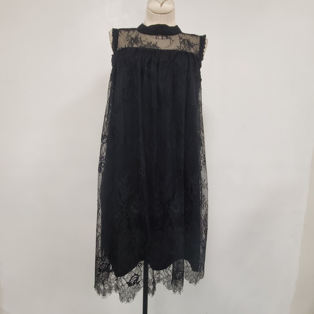 Xhilaration Women Whimsigoth Fairy Grunge Lace Overlay Fringe Dress Size M Black